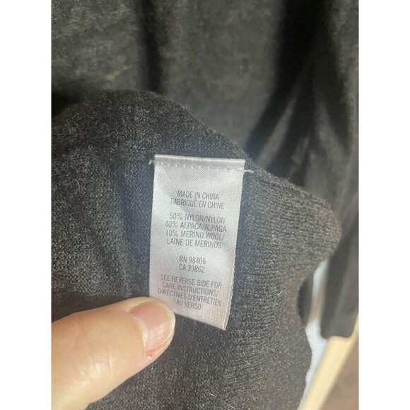 Theory Sweater Women's Sz S Gray Alpaca Merino Wool Cardigan Long Casual Travel - Picture 3 of 4